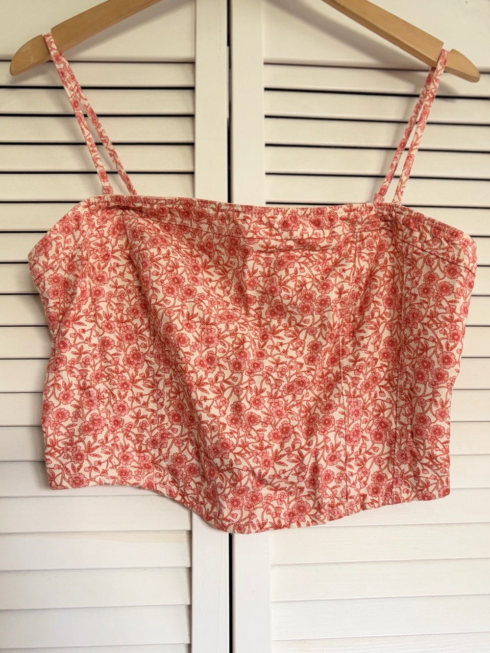 American Eagle Floral Print Spaghetti Strap Corset Crop Top